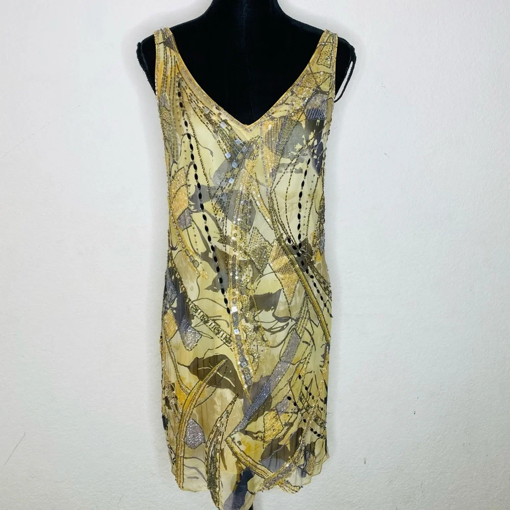 Terani Couture Beaded 100% Silk Dress Size 8 - Picture 1 of 7